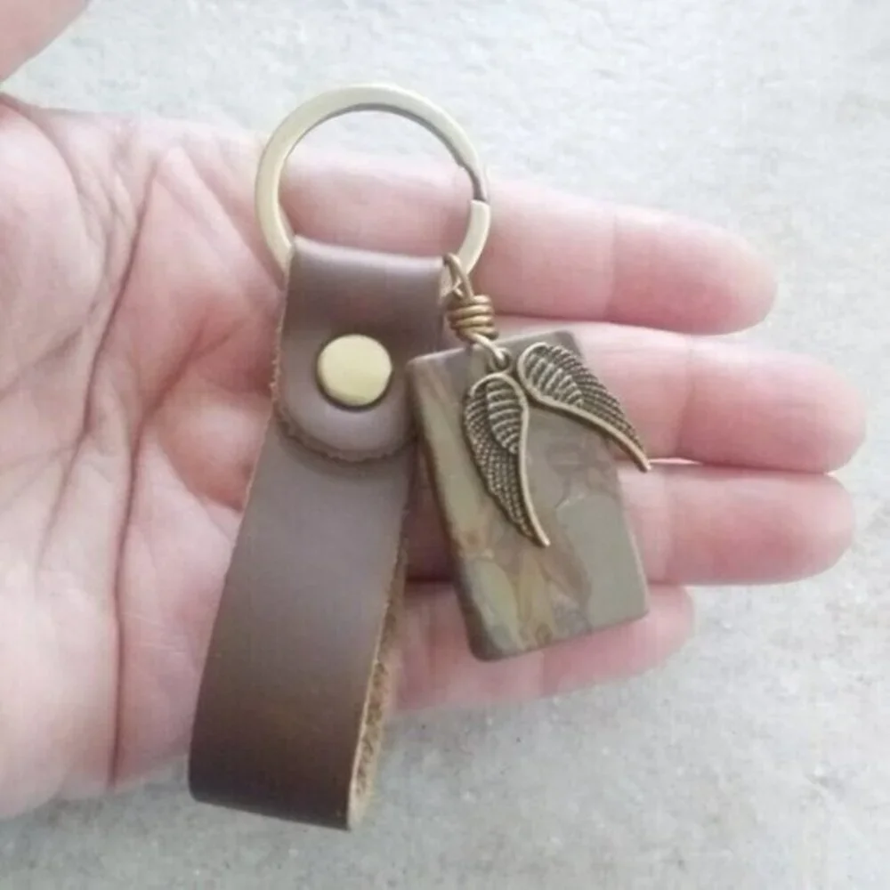 New Driver - Jasper + Angel Wings - Key Chain - Masculine Rugged Rustic